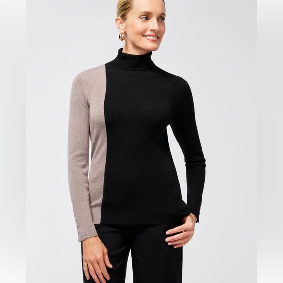Chico's Sweaters - Chicos Colorblock Turtleneck Sweater Size 3 (XL 16/18)